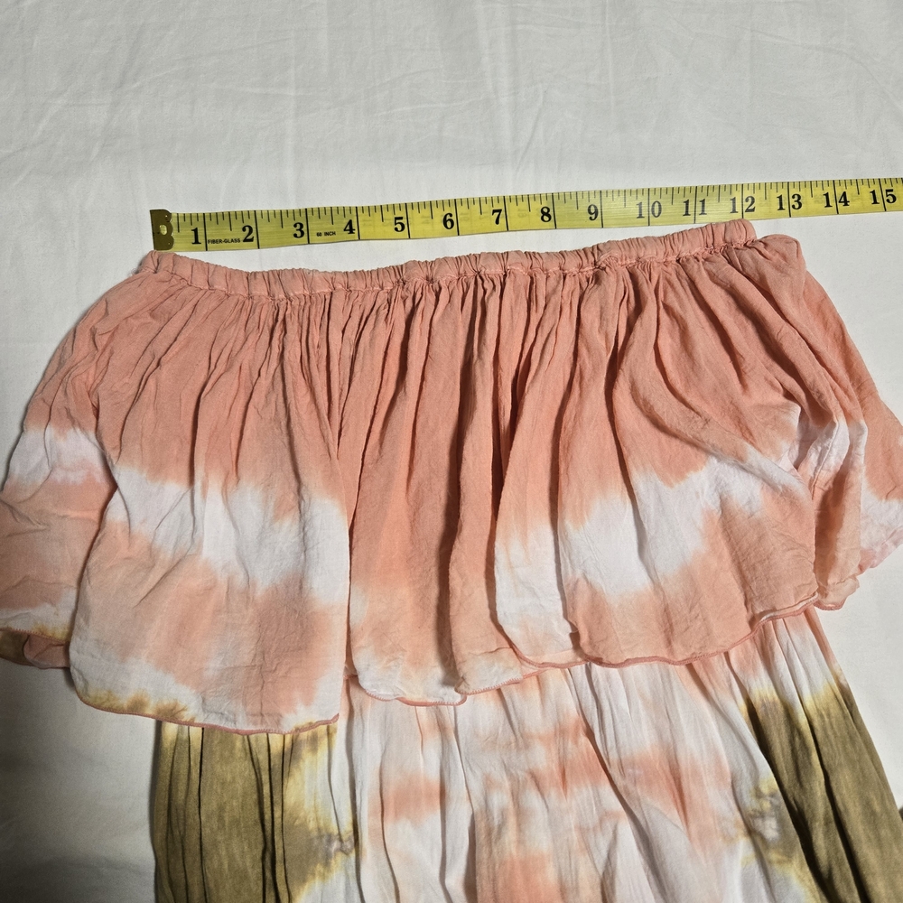 de mil amores Boho Tie-Dye Strapless Maxi Dress with conchas, Pink, One Size - Picture 11 of 16